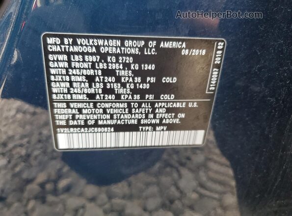 1V2LR2CA2JC590624 2018 VOLKSWAGEN ATLAS Синий 