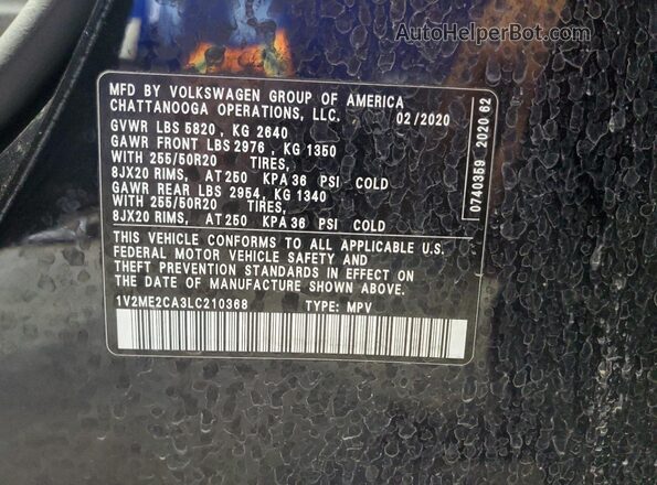 1V2ME2CA3LC210368 2020 VOLKSWAGEN ATLAS Black 