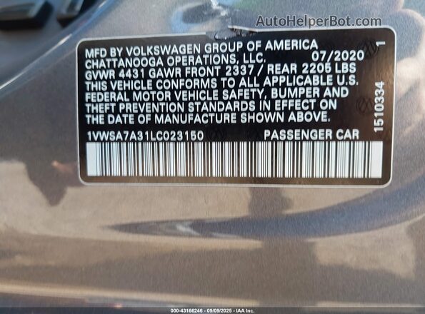 1VWSA7A31LC023150 2020 VOLKSWAGEN PASSAT Серый Вид подкапотного пространства
