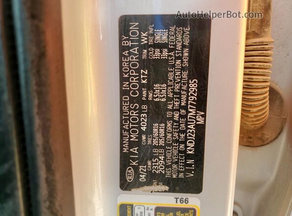 KNDJ23AU7M7792985 2021 KIA SOUL Silver Vista interior de 360 grados