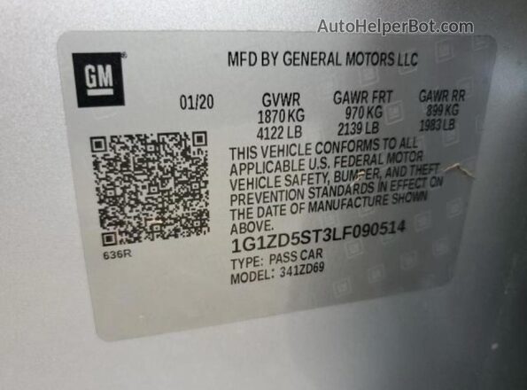 1G1ZD5ST3LF090514 2020 CHEVROLET MALIBU Серебряный Вид задней части салона