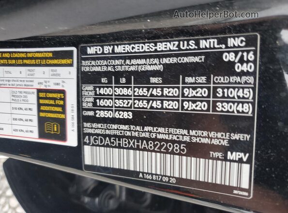 4JGDA5HBXHA822985 2017 MERCEDES-BENZ GLE-CLASS Black 