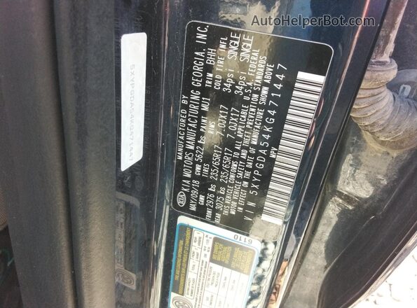 5XYPGDA54KG471447 2019 KIA SORENTO Синий 