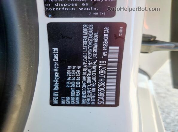 SCA665C58HUX86719 2017 ROLLS-ROYCE WRAITH White VIN sticker view