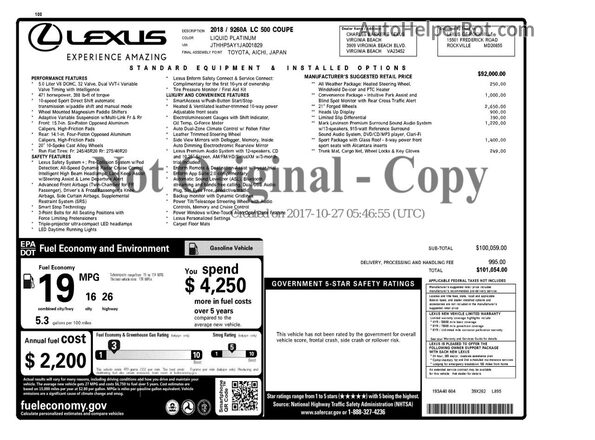 JTHHP5AY1JA001829 2018 LEXUS LC Green 