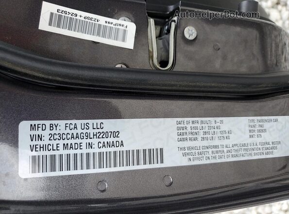 2C3CCAAG9LH220702 2020 CHRYSLER 300 Gray ძრავის განყოფილების ხედი