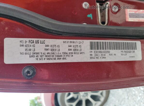 2C3CCABG0JH222592 2018 CHRYSLER 300 Burgundy 