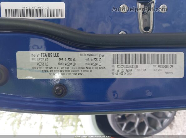 2C3CCAGG1LH131620 2020 CHRYSLER 300 Green Widok komory silnika