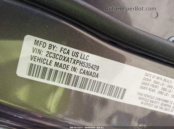 2C3CDXATXPH535429 2023 DODGE CHARGER Gray ძრავის განყოფილების ხედი