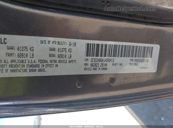 2C3CDXBG0JH335412 2018 DODGE CHARGER Pewter ძრავის განყოფილების ხედი