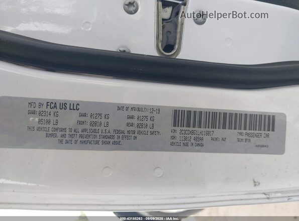 2C3CDXBG1LH116817 2020 DODGE CHARGER Белый Вид подкапотного пространства