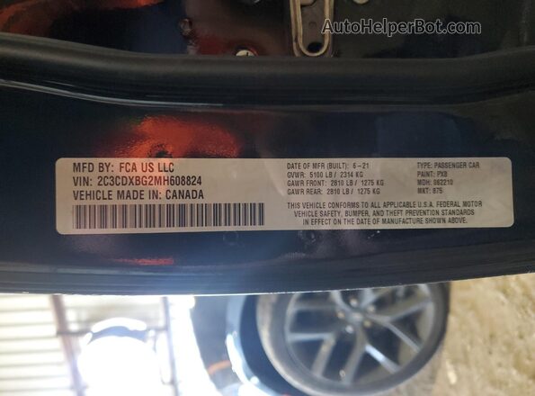 2C3CDXBG2MH608824 2021 DODGE CHARGER Black Вид підкапотного простору