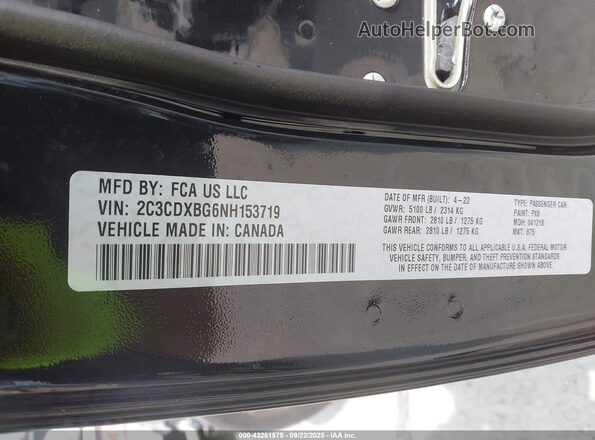 2C3CDXBG6NH153719 2022 DODGE CHARGER Black Vista del compartimento del motor