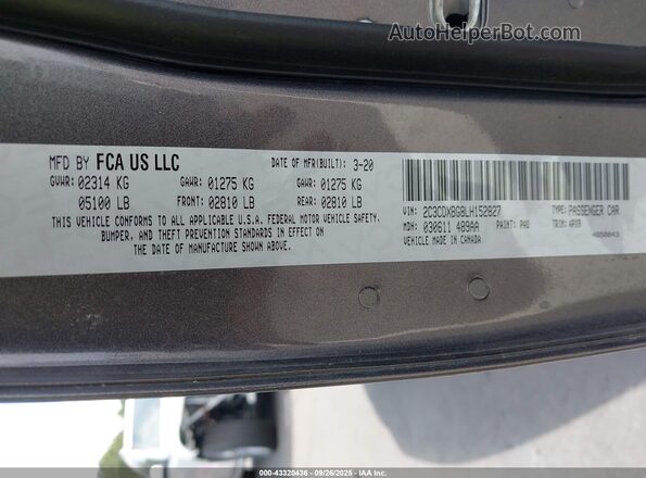 2C3CDXBG8LH152827 2020 DODGE CHARGER Серый Вид подкапотного пространства