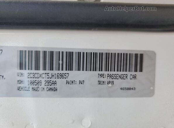 2C3CDXCT5JH169657 2018 DODGE CHARGER White 
