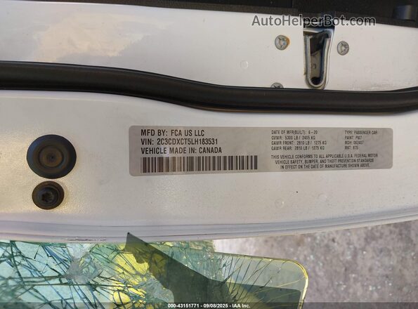 2C3CDXCT5LH183531 2020 DODGE CHARGER White Engine compartment view