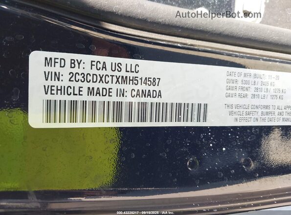 2C3CDXCTXMH514587 2021 DODGE CHARGER Black Вид підкапотного простору