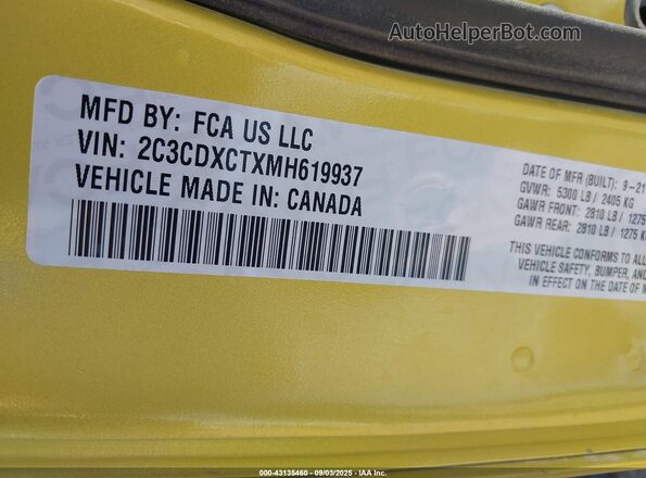 2C3CDXCTXMH619937 2021 DODGE CHARGER Green Engine compartment view