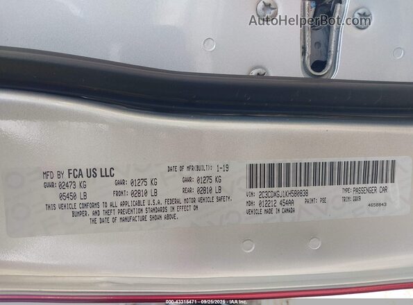2C3CDXGJ1KH580838 2019 DODGE CHARGER Red Widok komory silnika