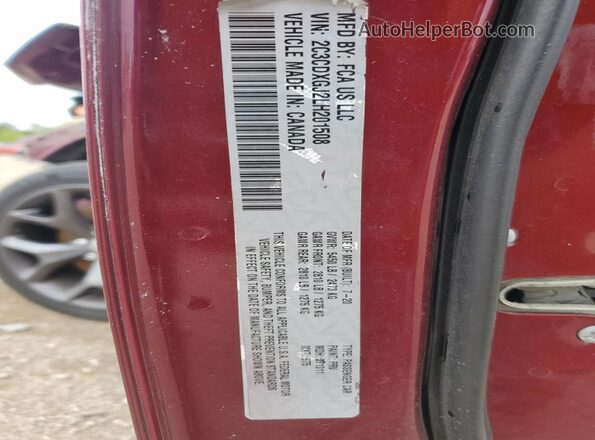 2C3CDXGJ2LH201508 2020 DODGE CHARGER Red VIN sticker view