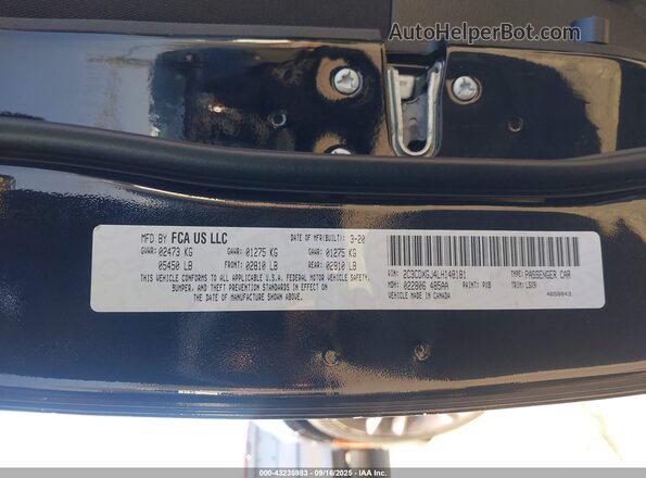 2C3CDXGJ4LH148181 2020 DODGE CHARGER Black ძრავის განყოფილების ხედი