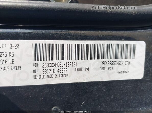 2C3CDXHG0LH167121 2020 DODGE CHARGER Black Engine compartment view