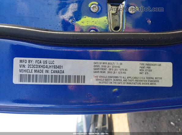 2C3CDXHG4LH193401 2020 DODGE CHARGER Blue Engine compartment view