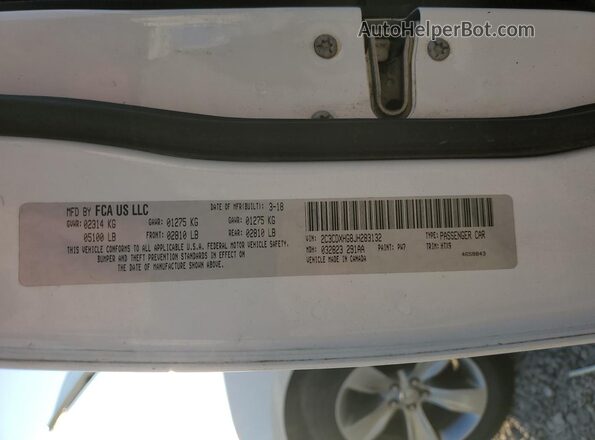 2C3CDXHG8JH283132 2018 DODGE CHARGER White 