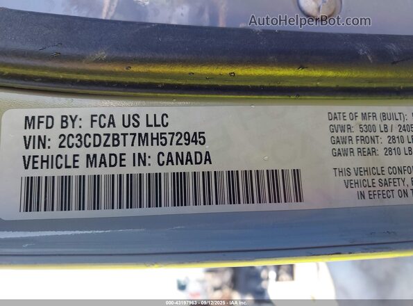 2C3CDZBT7MH572945 2021 DODGE CHALLENGER Gray ძრავის განყოფილების ხედი