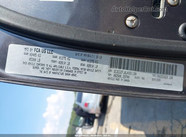 2C3CDZFJ8JH331190 2018 DODGE CHALLENGER Gray 
