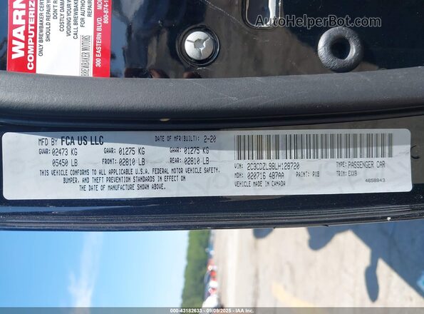 2C3CDZL98LH128720 2020 DODGE CHALLENGER Black Widok komory silnika