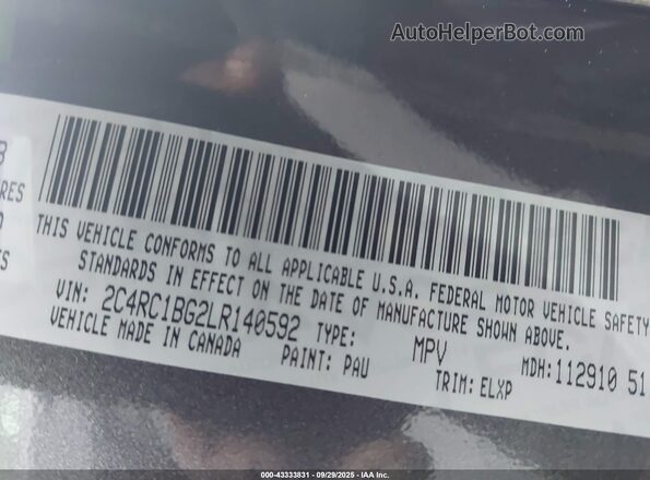 2C4RC1BG2LR140592 2020 CHRYSLER PACIFICA Gray Вид підкапотного простору
