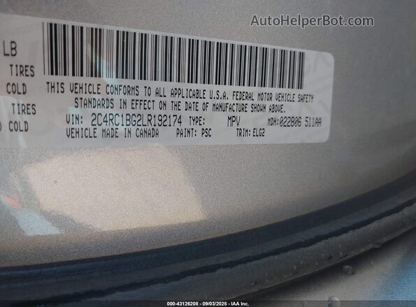 2C4RC1BG2LR192174 2020 CHRYSLER PACIFICA Silver Вид підкапотного простору