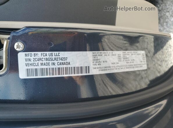 2C4RC1BG5LR274237 2020 CHRYSLER PACIFICA Black Панорамний вид салону 360°