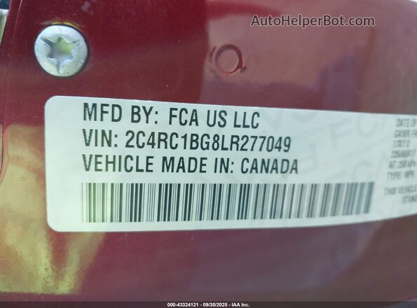 2C4RC1BG8LR277049 2020 CHRYSLER PACIFICA Maroon Widok komory silnika