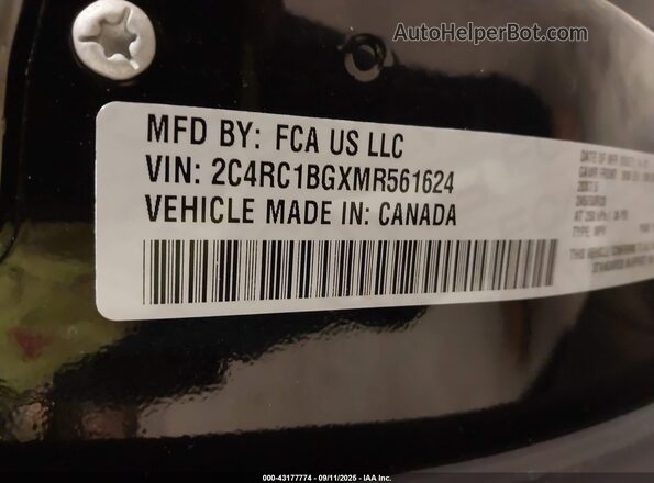 2C4RC1BGXMR561624 2021 CHRYSLER PACIFICA Black Вид підкапотного простору