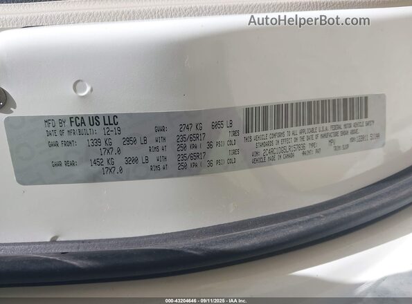 2C4RC1DG5LR157836 2020 CHRYSLER VOYAGER White Widok komory silnika