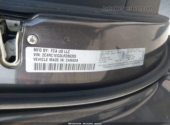 2C4RC1EG0LR286355 2020 CHRYSLER PACIFICA Серый Вид подкапотного пространства