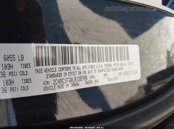 2C4RC1FG0LR128709 2020 CHRYSLER PACIFICA Черный Вид подкапотного пространства