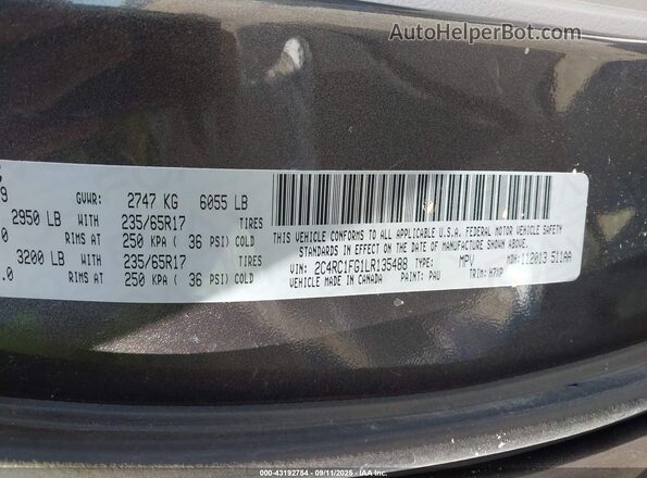 2C4RC1FG1LR135488 2020 CHRYSLER PACIFICA Black ძრავის განყოფილების ხედი
