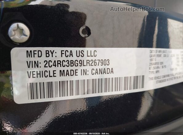 2C4RC3BG9LR267903 2020 CHRYSLER PACIFICA Black Вид підкапотного простору