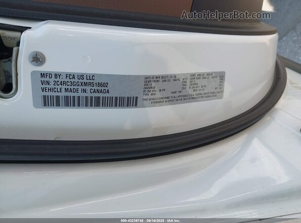 2C4RC3GGXMR518602 2021 CHRYSLER PACIFICA White Շարժիչի բաժամունքի տեսք