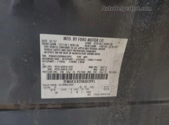 2FMGK5C82HBA03995 2017 FORD FLEX Угольный 
