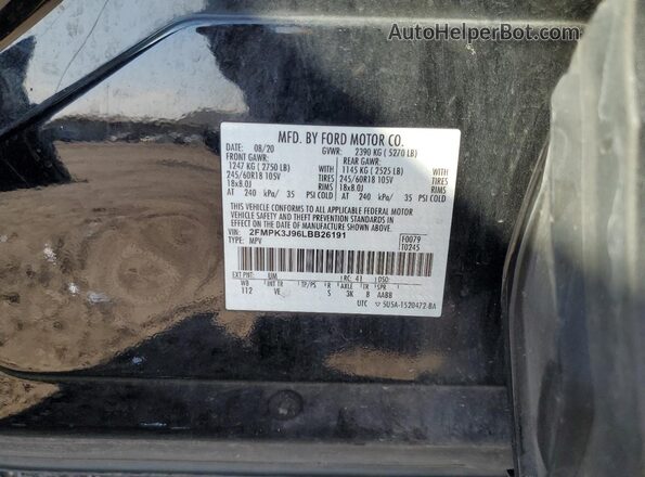 2FMPK3J96LBB26191 2020 FORD EDGE Black Панорамний вид салону 360°