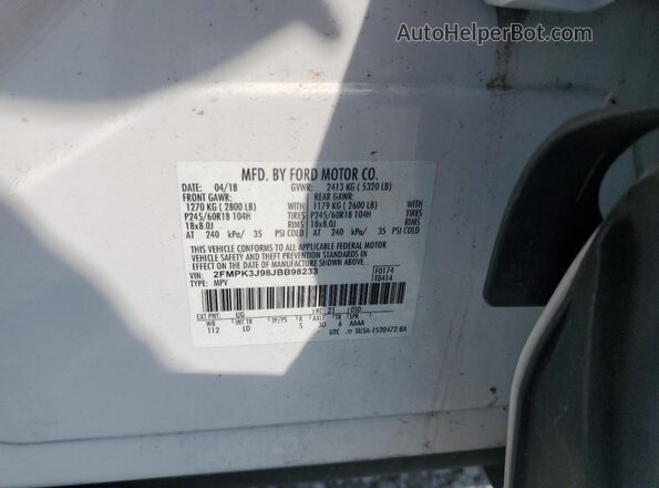 2FMPK3J98JBB98233 2018 FORD EDGE White 