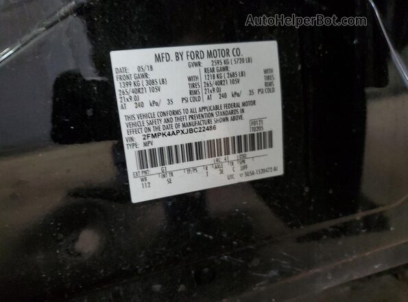 2FMPK4APXJBC22486 2018 FORD EDGE Black 