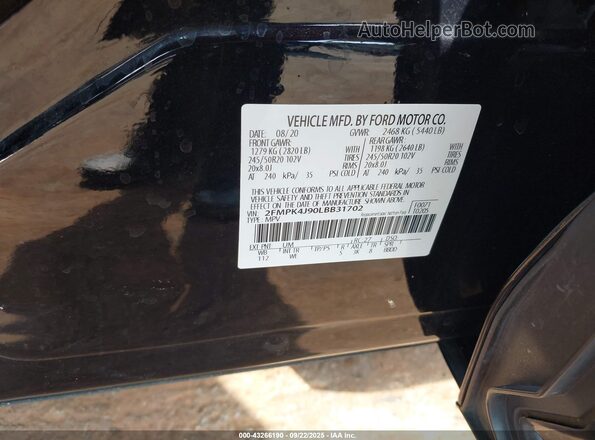 2FMPK4J90LBB31702 2020 FORD EDGE Black Widok komory silnika