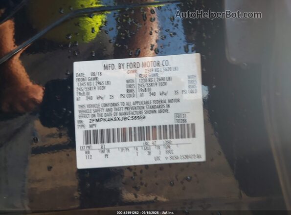 2FMPK4K8XJBC58959 2018 FORD EDGE Black 