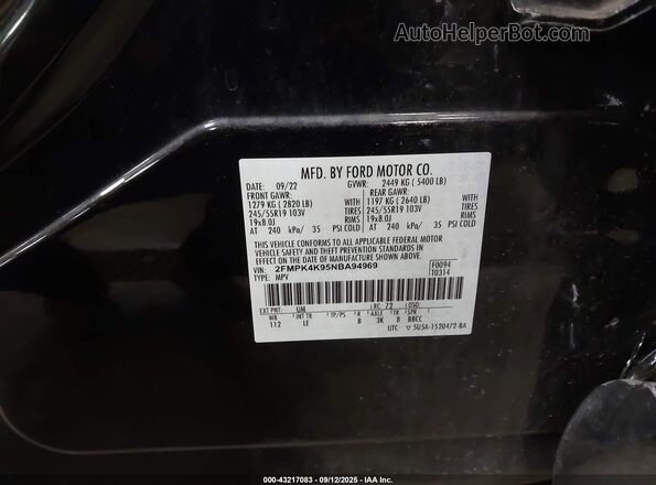 2FMPK4K95NBA94969 2022 FORD EDGE Black ძრავის განყოფილების ხედი