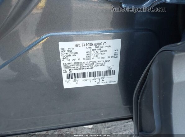 2FMPK4K98NBA94061 2022 FORD EDGE Серый Вид подкапотного пространства